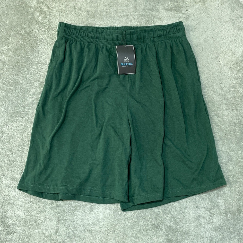 NWT Blue Ice Athletic Shorts Men's Large Green Cotton Blend